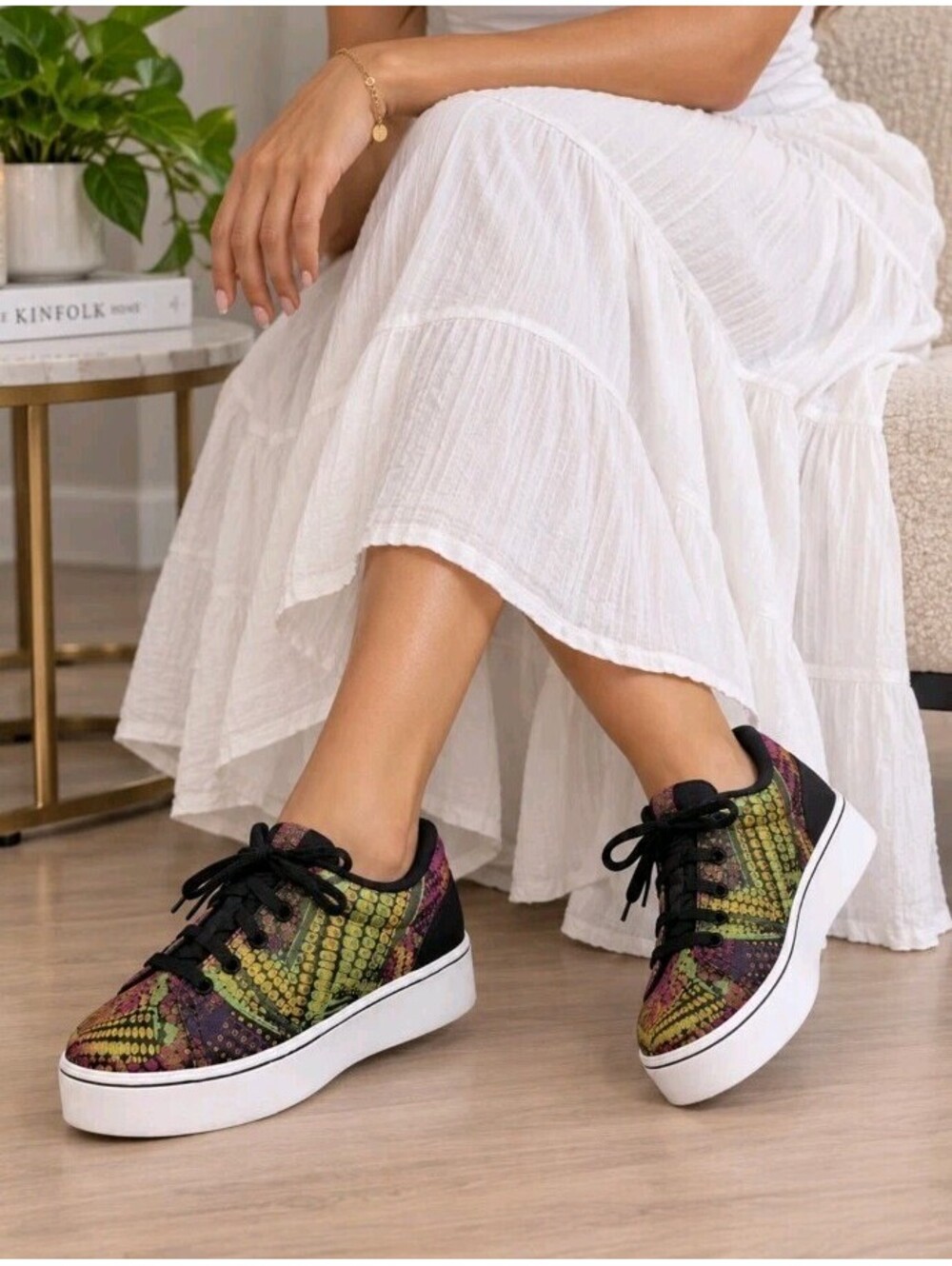 Pineda Covalin Women’s US 7 Platform Sneakers Multicolor Textile Made in Mexico
